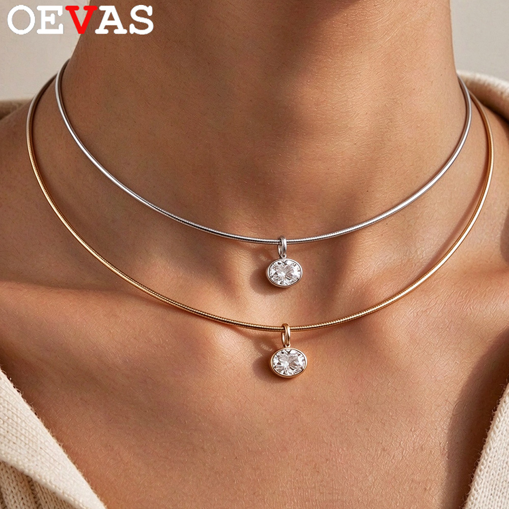 OEVAS 2-4CT East West Oval Cut - Bezels Set Pendant recension och pris